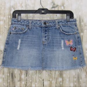 🦄 Denim Mini Skirt Butterfly Embroidery Younique